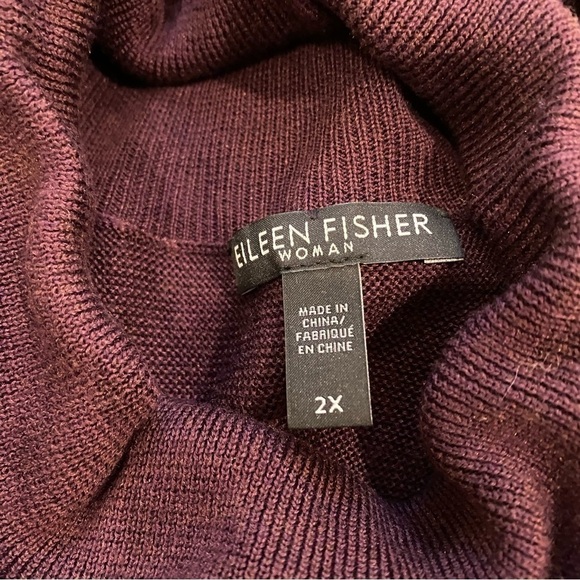 Eileen Fisher Turtleneck Maroon Tencel Silk Blend Sweater Tunic Women’s Size 2X - Picture 7 of 9